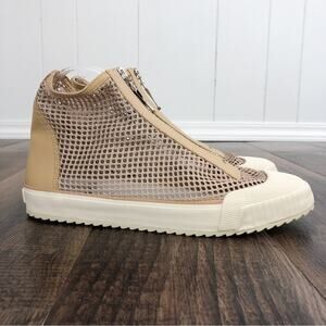 Schutz Mesh High Top Platform Sneaker Zip Up “Smash Up” Size 10 EU 40 Tan Cream